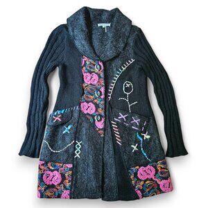 Liquid by Sioni Womens Cardigan Sweater Art To Wear Boho Wool Mohair Size Medium